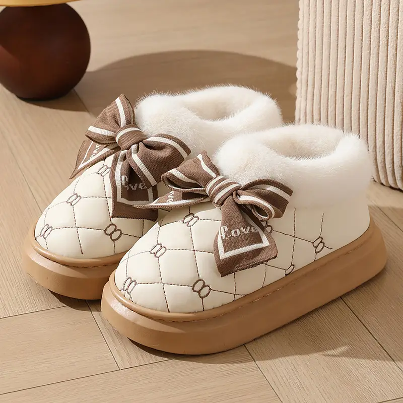 Women's Autumn and Winter Indoor Home Slippers with a Cushioned Feel, Warm, Fleece-Lined, Thick-Soled, Lightweight, Suitable for Postpartum Care - Image 4