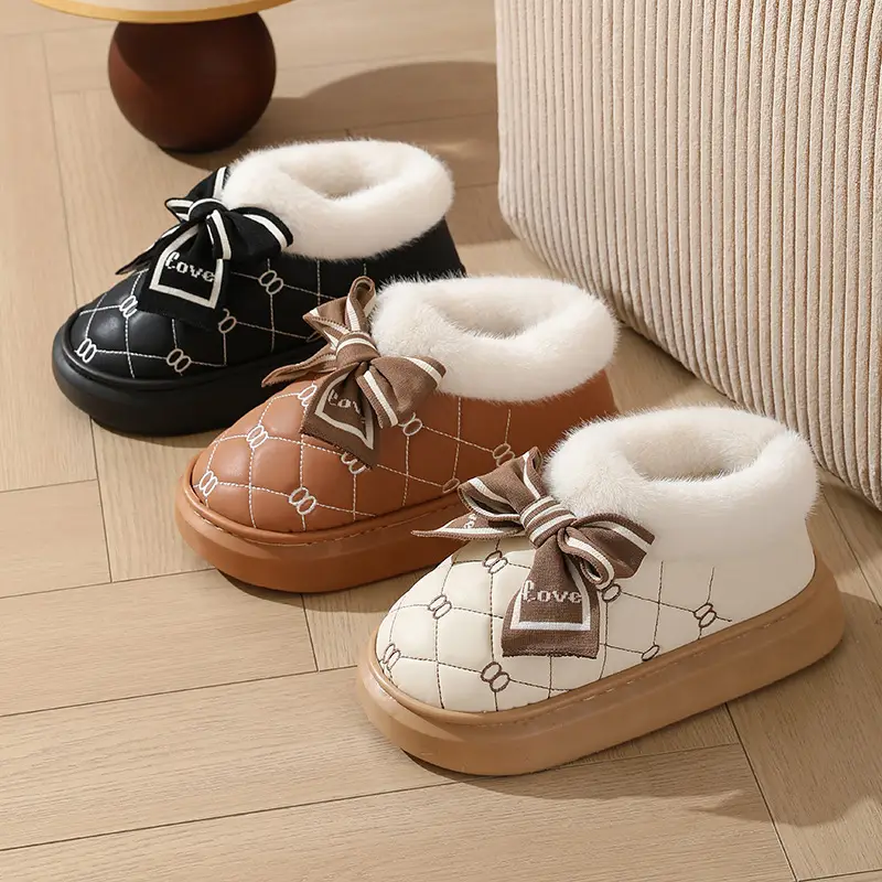 Women's Autumn and Winter Indoor Home Slippers with a Cushioned Feel, Warm, Fleece-Lined, Thick-Soled, Lightweight, Suitable for Postpartum Care - Image 6