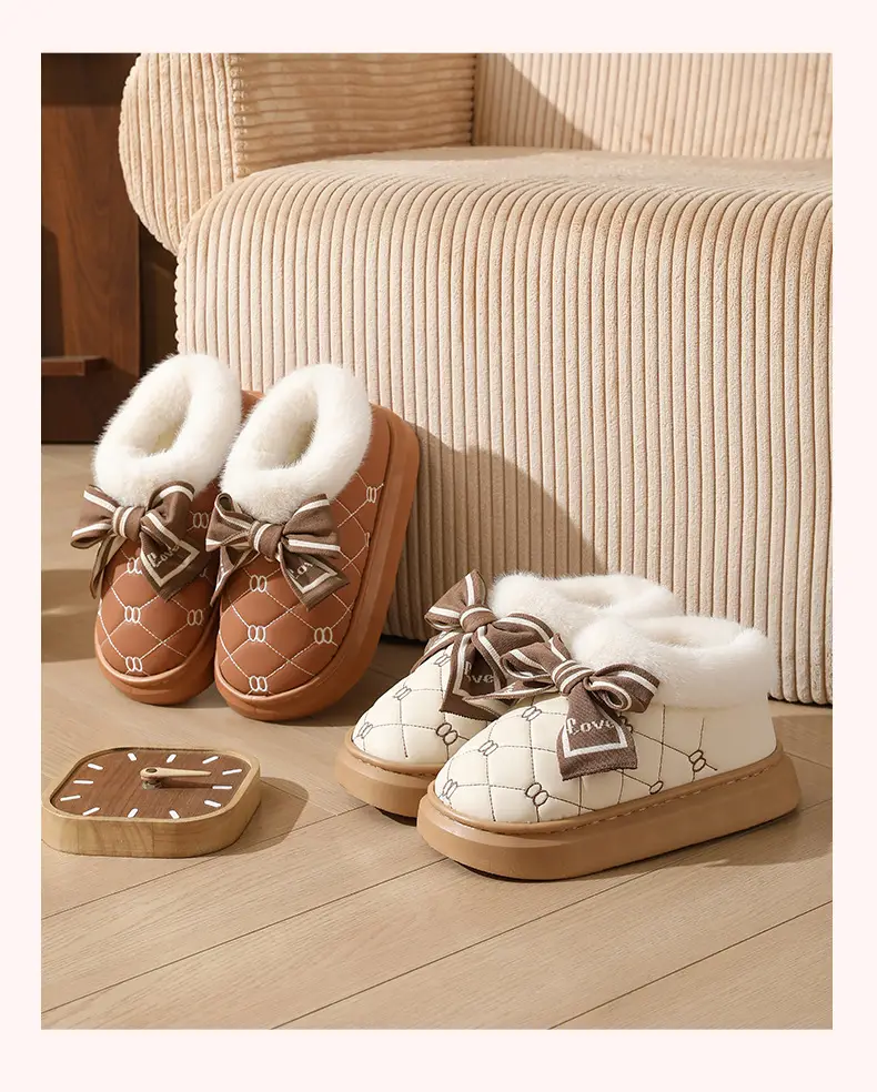 Women's Autumn and Winter Indoor Home Slippers with a Cushioned Feel, Warm, Fleece-Lined, Thick-Soled, Lightweight, Suitable for Postpartum Care — feature 12