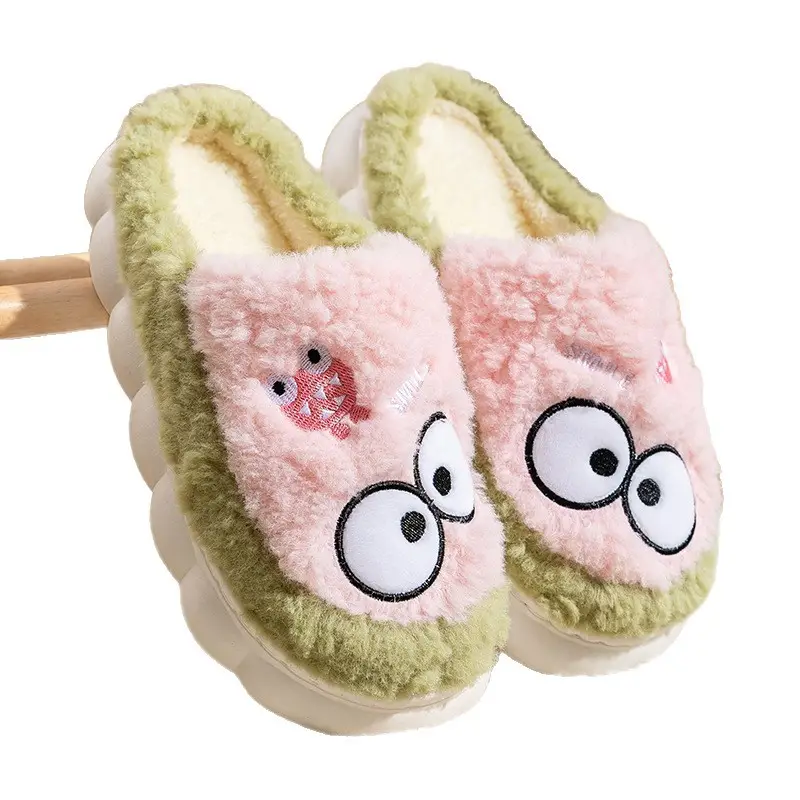 Home Autumn and Winter Cotton Slippers New Popular Style Cute Big Eyes Design Cotton Slippers Comfortable and Warm Can Be Worn Outside Furry Slippers - Image 10
