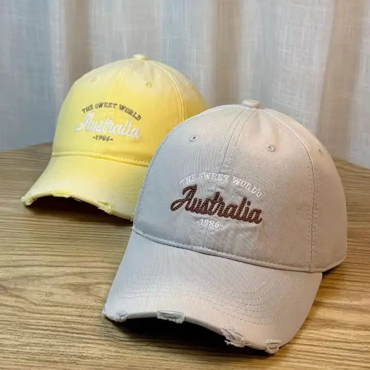 Women Korean Style Ripped Baseball Cap with Wide Brim - Image 13