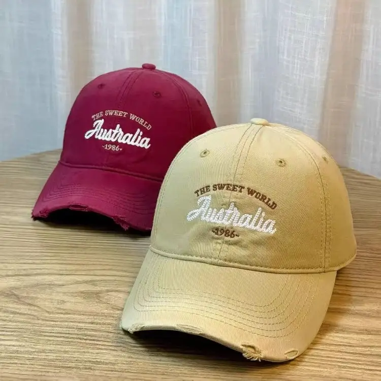 Women Korean Style Ripped Baseball Cap with Wide Brim - Image 14