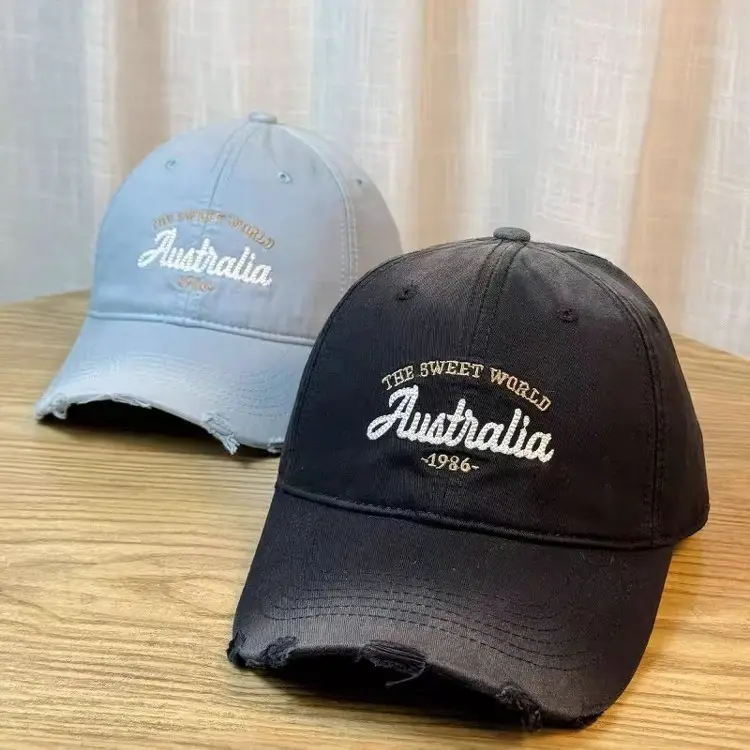 Women Korean Style Ripped Baseball Cap with Wide Brim - Image 15
