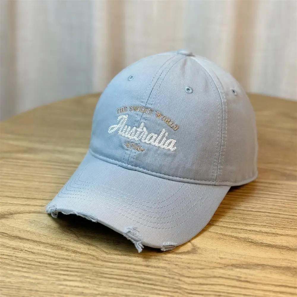 Women Korean Style Ripped Baseball Cap with Wide Brim — feature 10