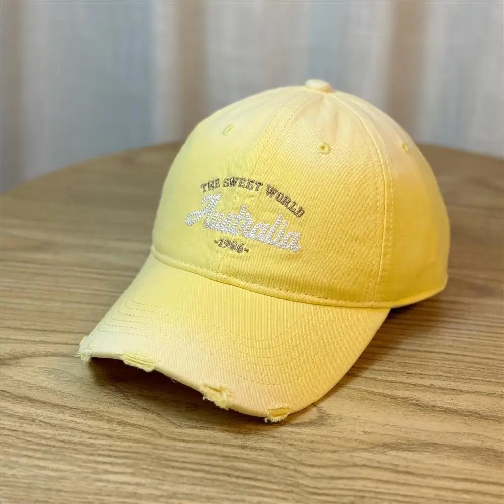 Women Korean Style Ripped Baseball Cap with Wide Brim — feature 15