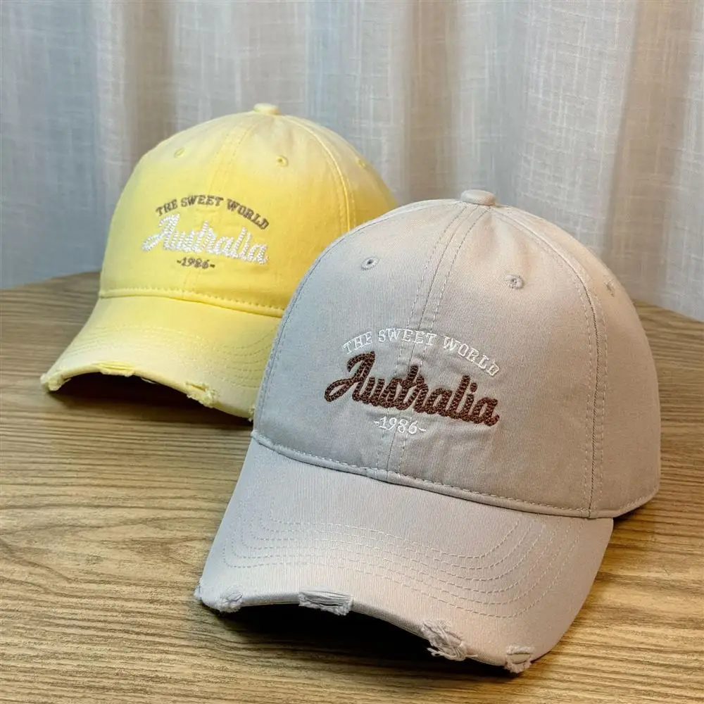Women Korean Style Ripped Baseball Cap with Wide Brim — feature 3