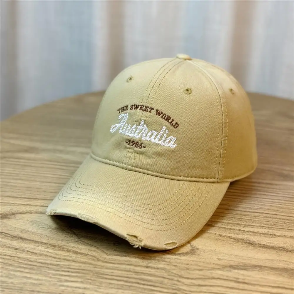 Women Korean Style Ripped Baseball Cap with Wide Brim — feature 7