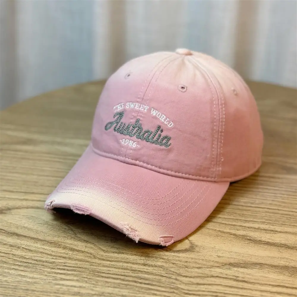 Women Korean Style Ripped Baseball Cap with Wide Brim — feature 9