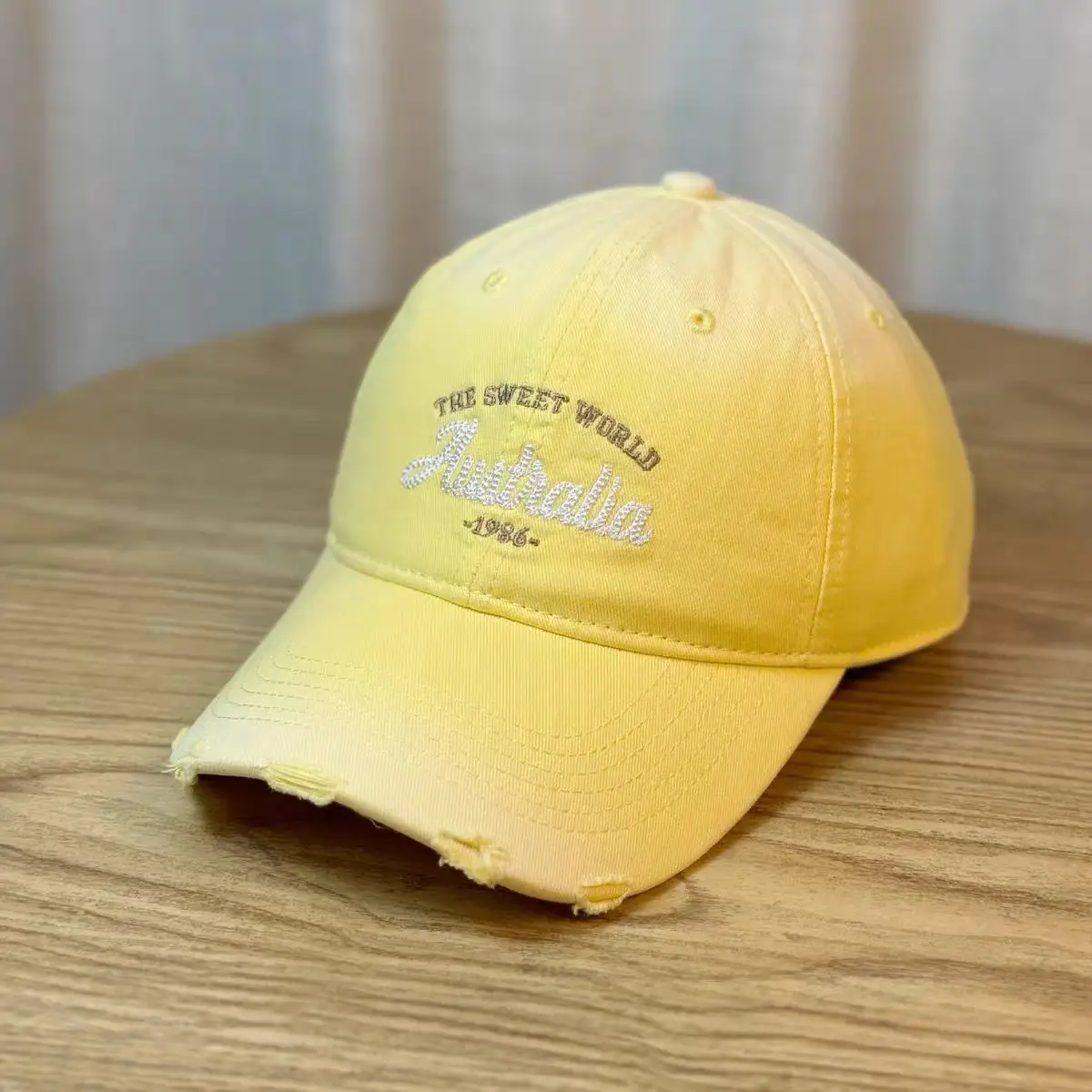 Women Korean Style Ripped Baseball Cap with Wide Brim - Image 11