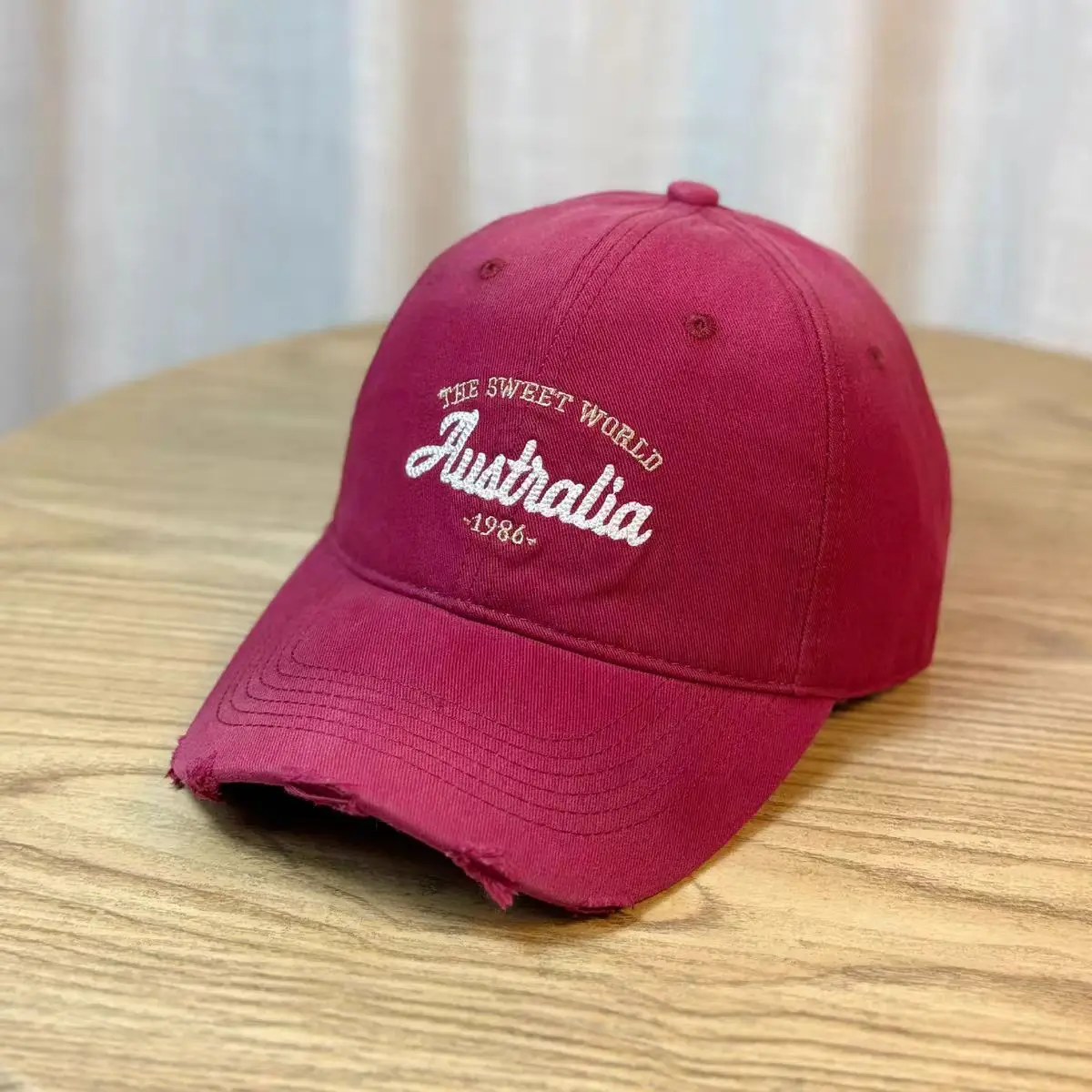 Women Korean Style Ripped Baseball Cap with Wide Brim - Image 4