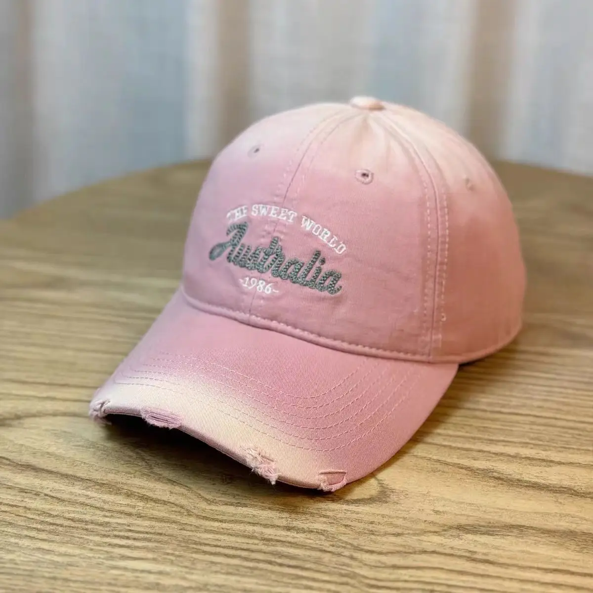 Women Korean Style Ripped Baseball Cap with Wide Brim - Image 5