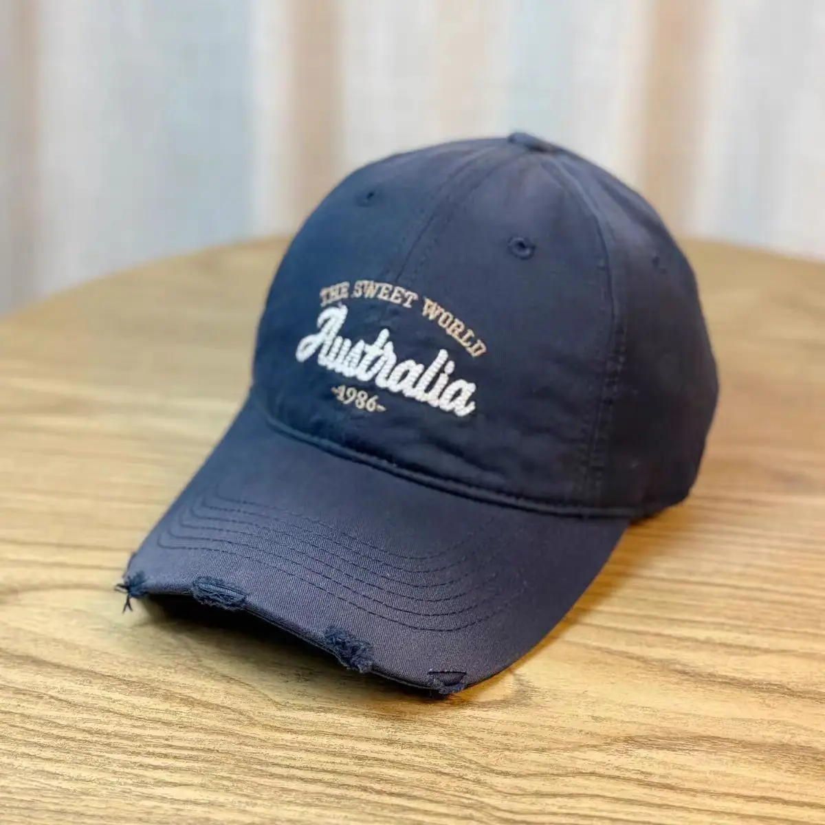 Women Korean Style Ripped Baseball Cap with Wide Brim - Image 9