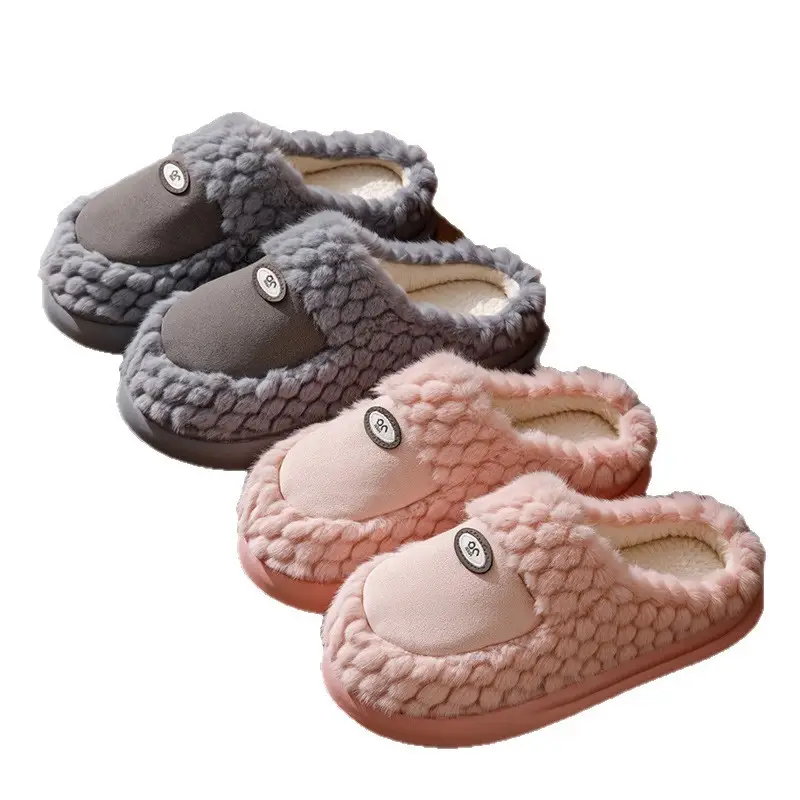 Factory Direct Sales New Home Cotton Slippers Autumn and Winter Thick-Soled Comfortable Cotton Slippers Splicing Design Plus Velvet Warm Furry Slippers - Image 10