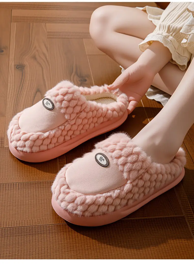 Factory Direct Sales New Home Cotton Slippers Autumn and Winter Thick-Soled Comfortable Cotton Slippers Splicing Design Plus Velvet Warm Furry Slippers — feature 15