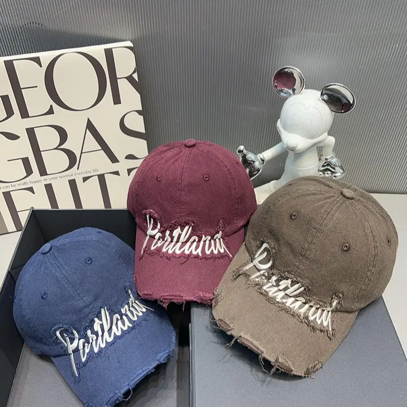 Blue Distressed Cap for Women Winter Warm Duckbill