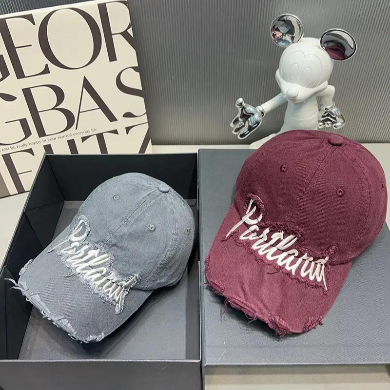 Blue Distressed Cap for Women Winter Warm Duckbill