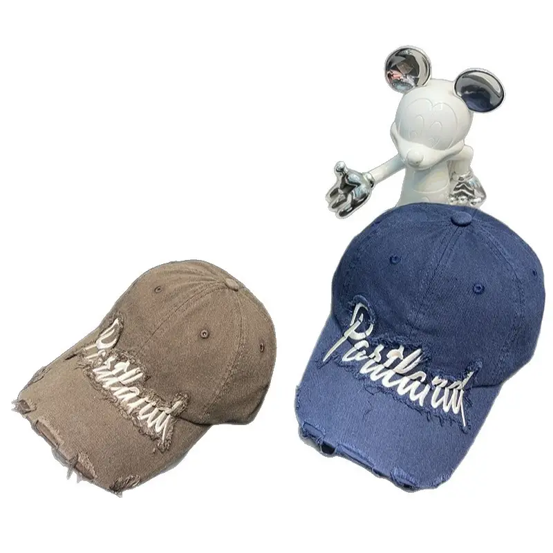 Blue Distressed Cap for Women Winter Warm Duckbill