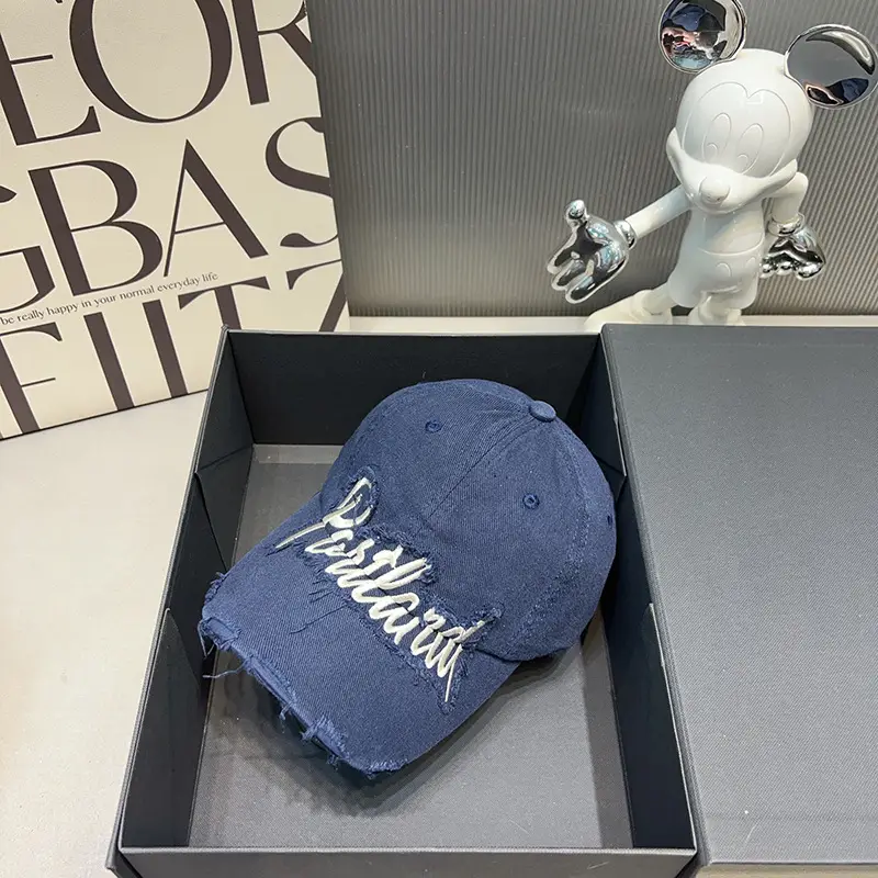 Blue Distressed Cap for Women Winter Warm Duckbill — feature 10
