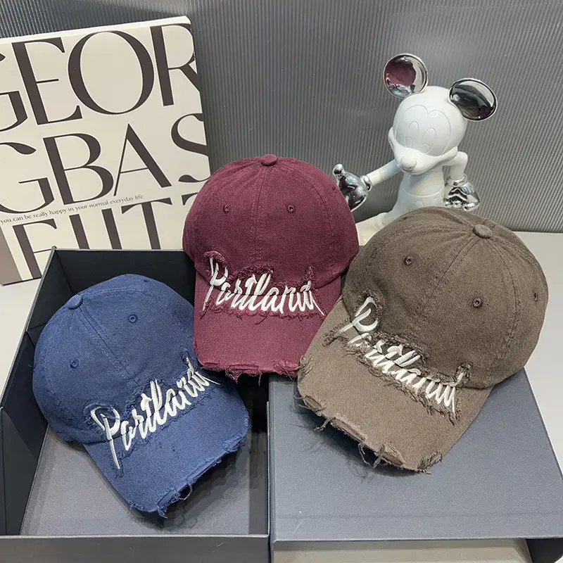 Blue Distressed Cap for Women Winter Warm Duckbill — feature 3