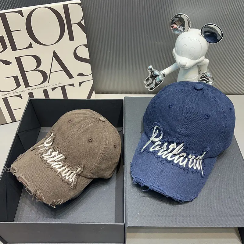 Blue Distressed Cap for Women Winter Warm Duckbill — feature 6