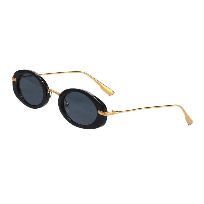 Oval Frame Sunglasses Black Anti-UV High End - Image 12