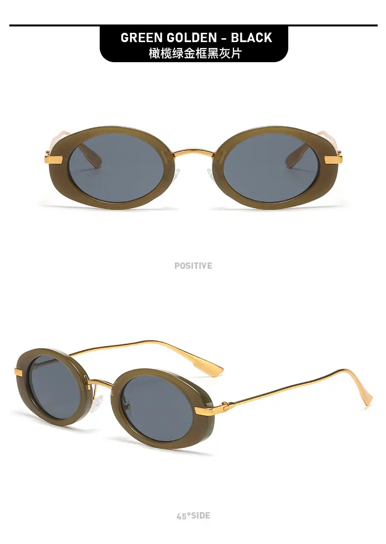 Oval Frame Sunglasses Black Anti-UV High End — feature 11