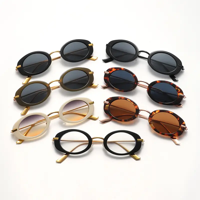 Oval Frame Sunglasses Black Anti-UV High End — feature 14
