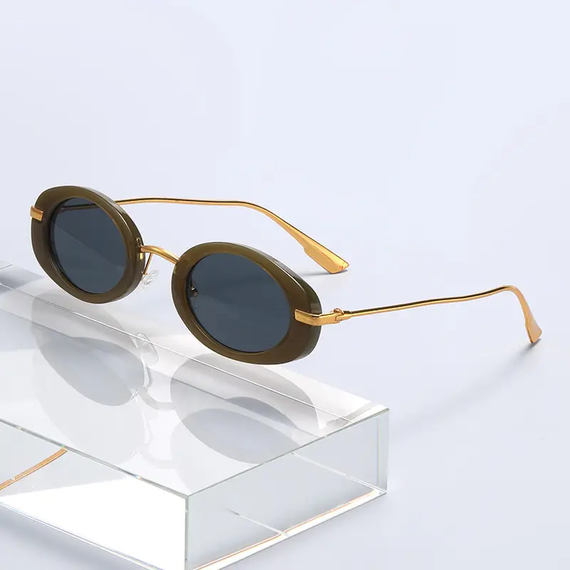 Oval Frame Sunglasses Black Anti-UV High End — feature 15