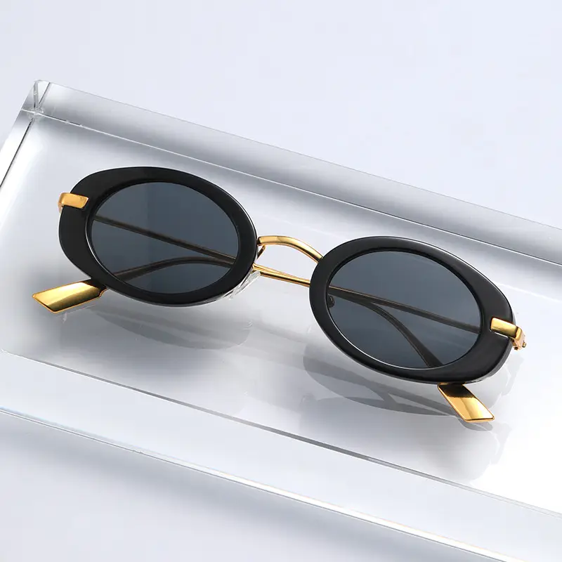 Oval Frame Sunglasses Black Anti-UV High End — feature 18