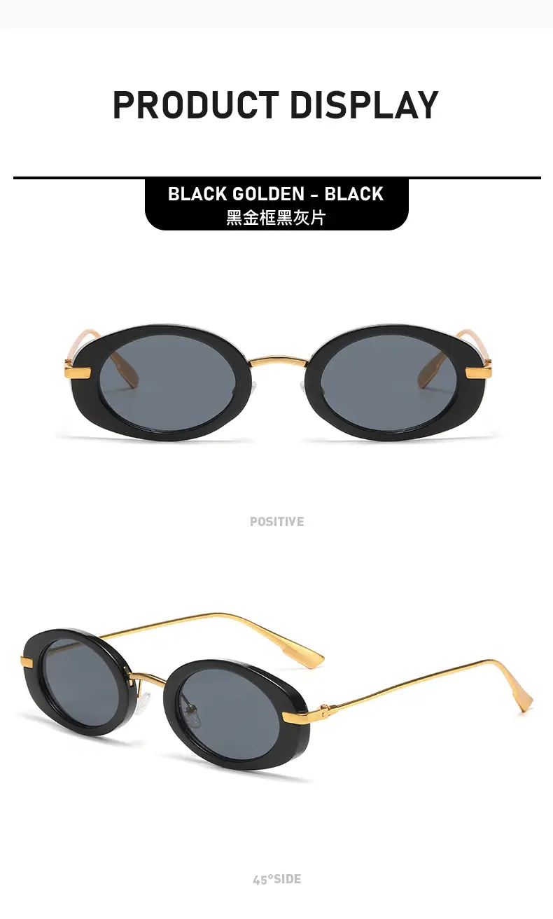 Oval Frame Sunglasses Black Anti-UV High End — feature 7