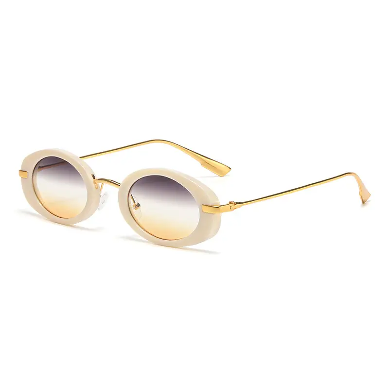 Oval Frame Sunglasses Black Anti-UV High End - Image 6