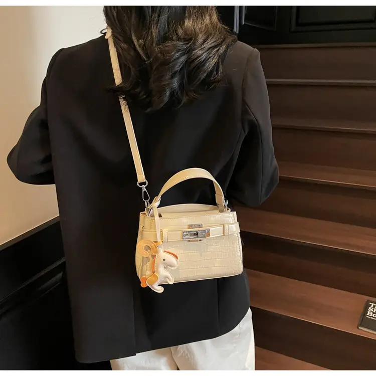 Beige Crossbody Bag with Doll Decor for Women — feature 11