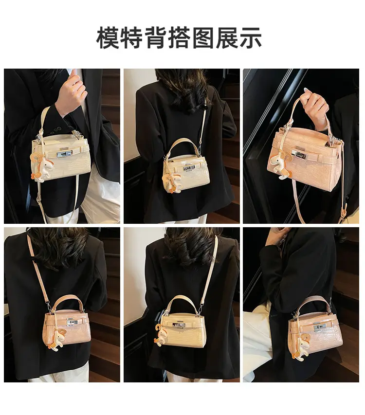 Beige Crossbody Bag with Doll Decor for Women — feature 9