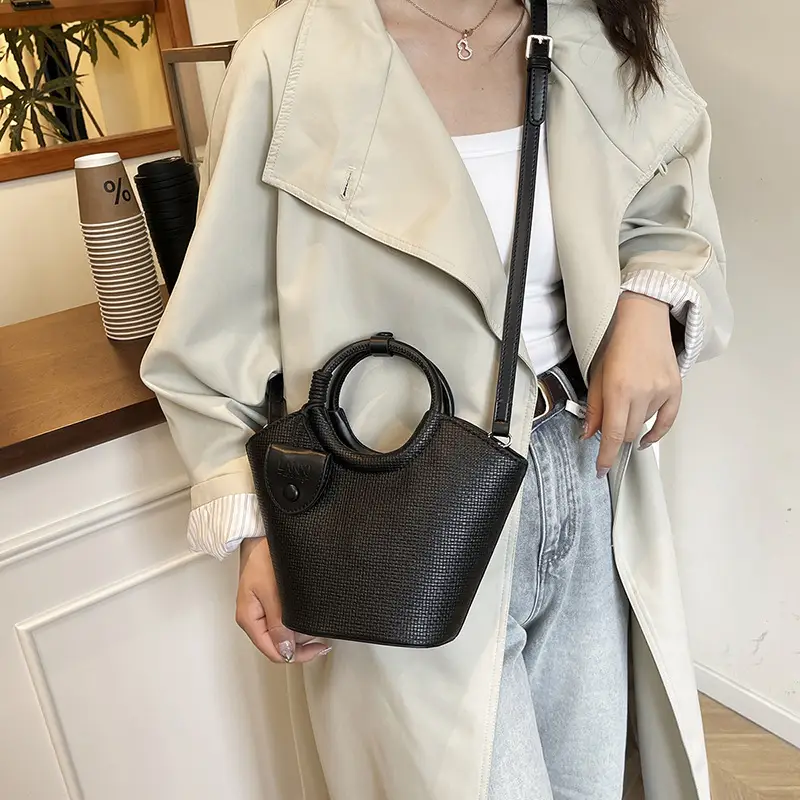 Korean Style Women's Bag 2025 Summer Pure Color Bucket - Image 6