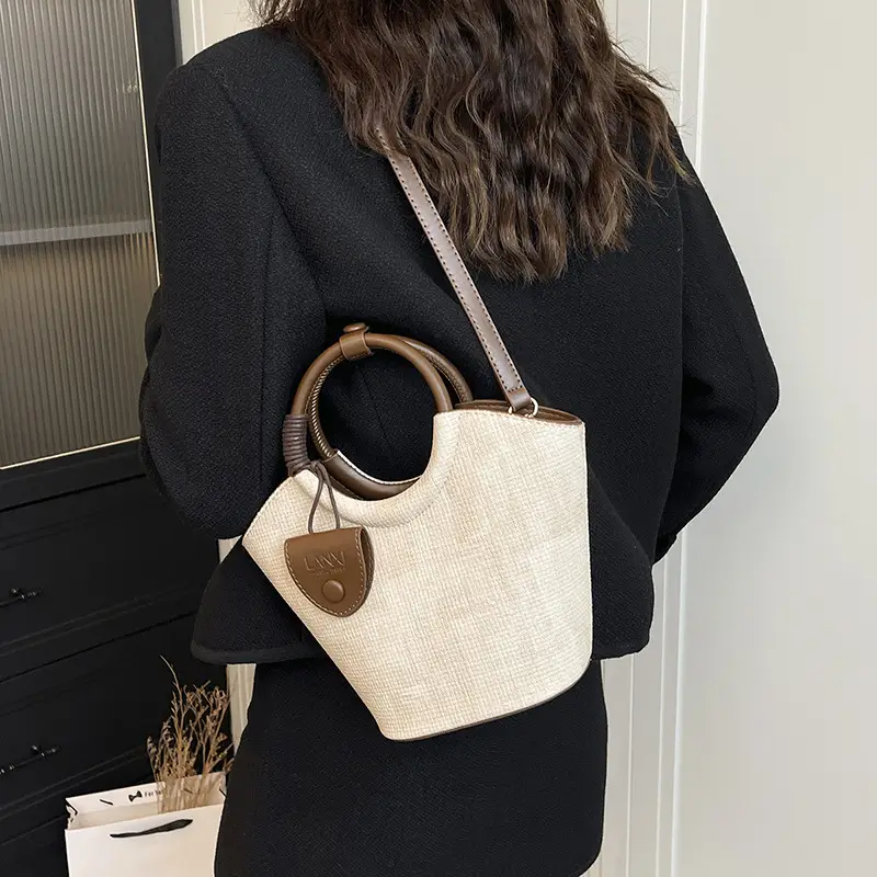 Korean Style Women's Bag 2025 Summer Pure Color Bucket - Image 7