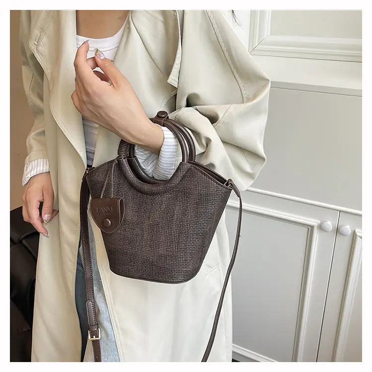 Korean Style Women's Bag 2025 Summer Pure Color Bucket — feature 11