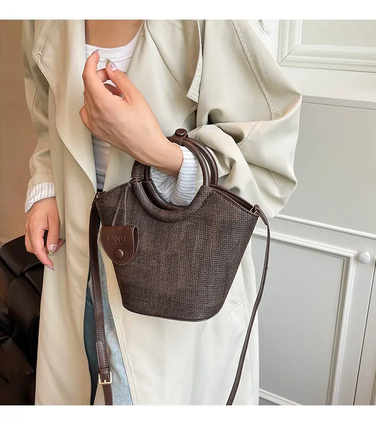 Korean Style Women's Bag 2025 Summer Pure Color Bucket — feature 3