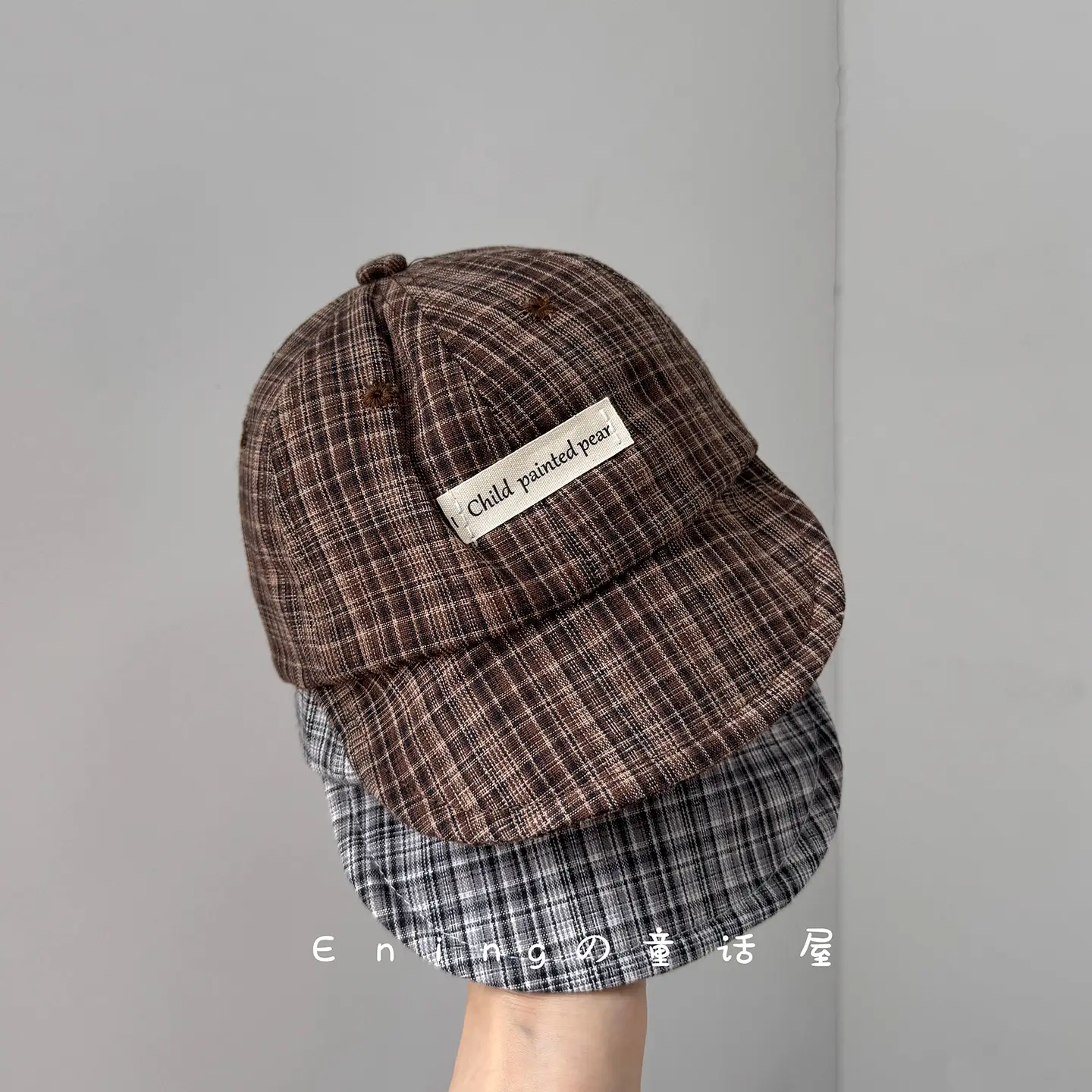 Children's Red Beaded Baseball Cap with White Label - Image 8