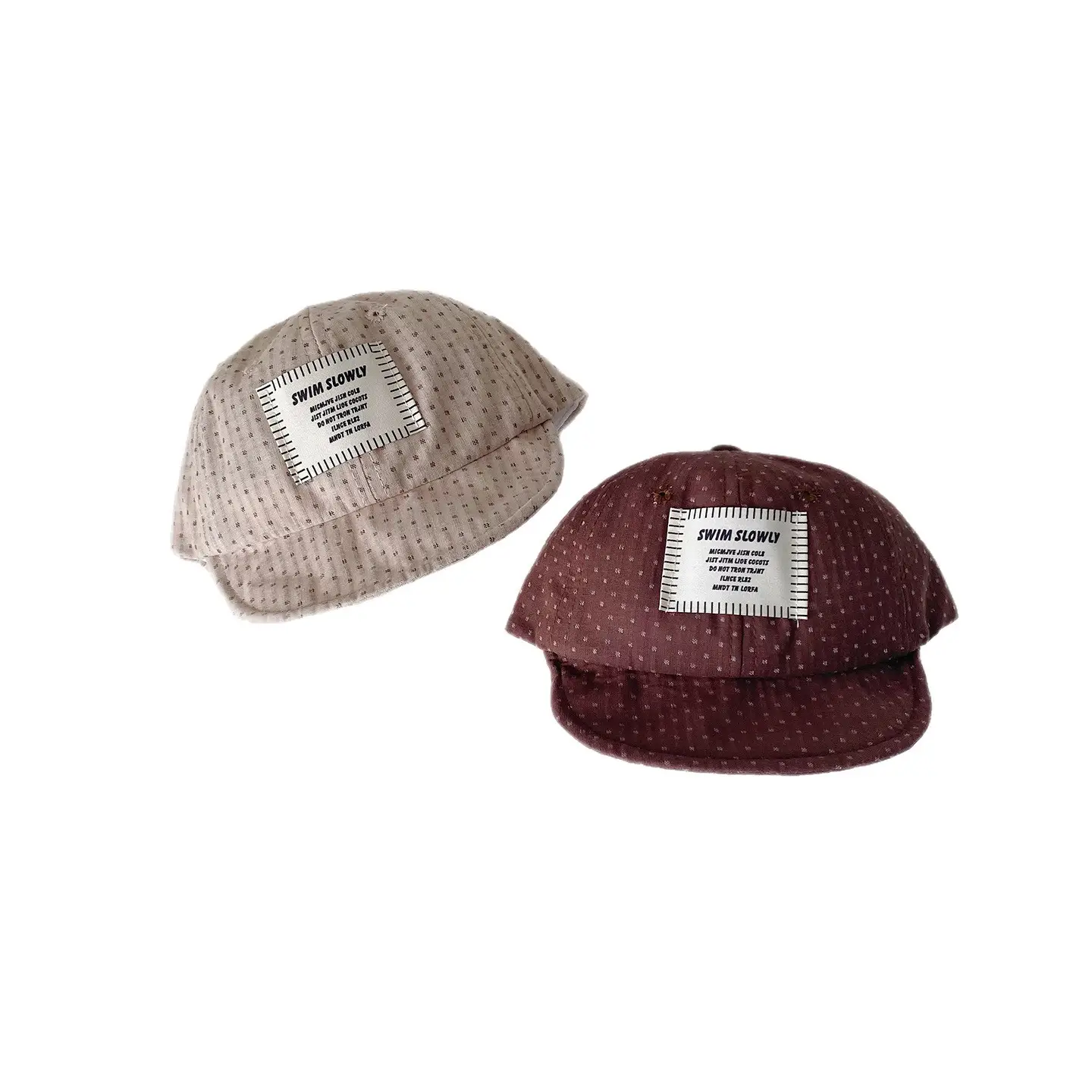 Children's Red Beaded Baseball Cap with White Label - Image 10