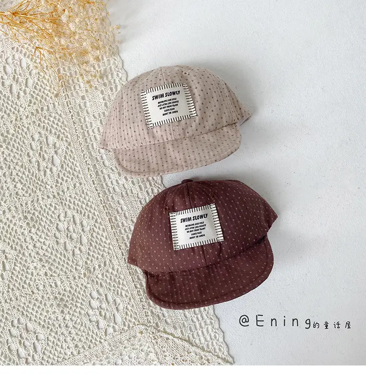 Children's Red Beaded Baseball Cap with White Label — feature 10