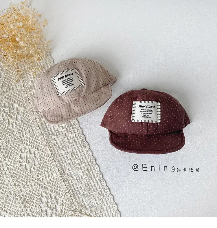 Children's Red Beaded Baseball Cap with White Label — feature 5
