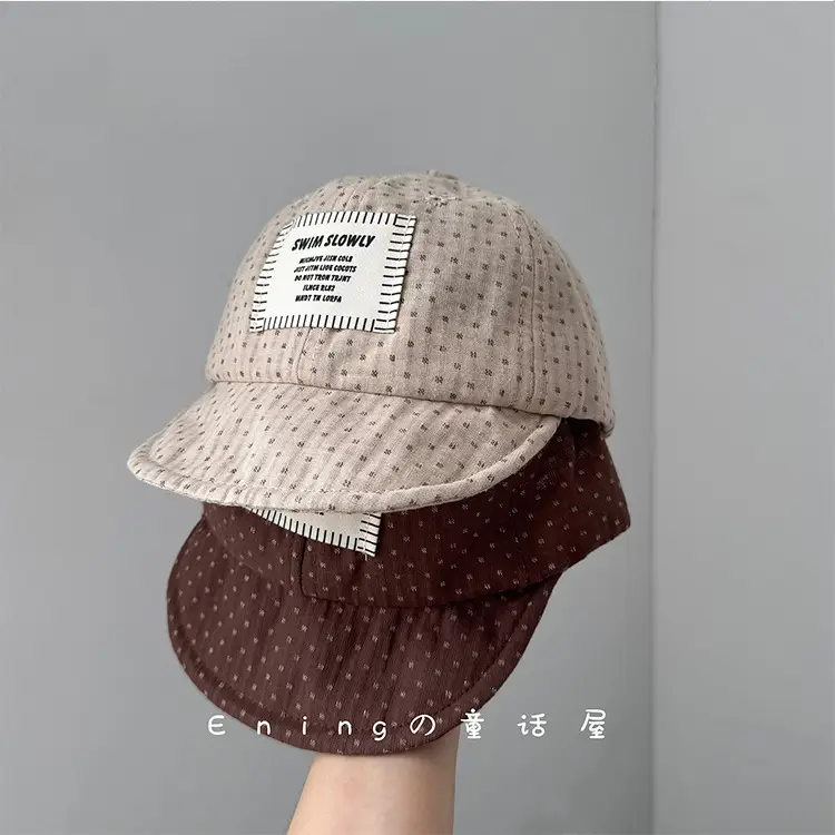 Children's Red Beaded Baseball Cap with White Label — feature 6