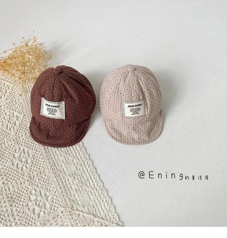 Children's Red Beaded Baseball Cap with White Label — feature 8