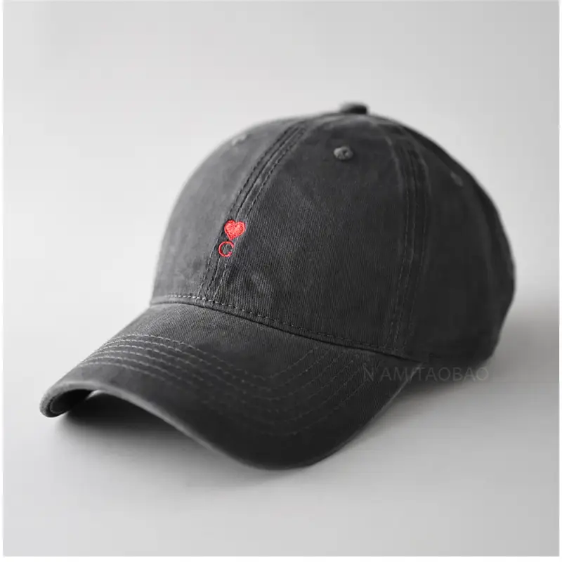 Beige Red Embroidered Baseball Cap for Men Women