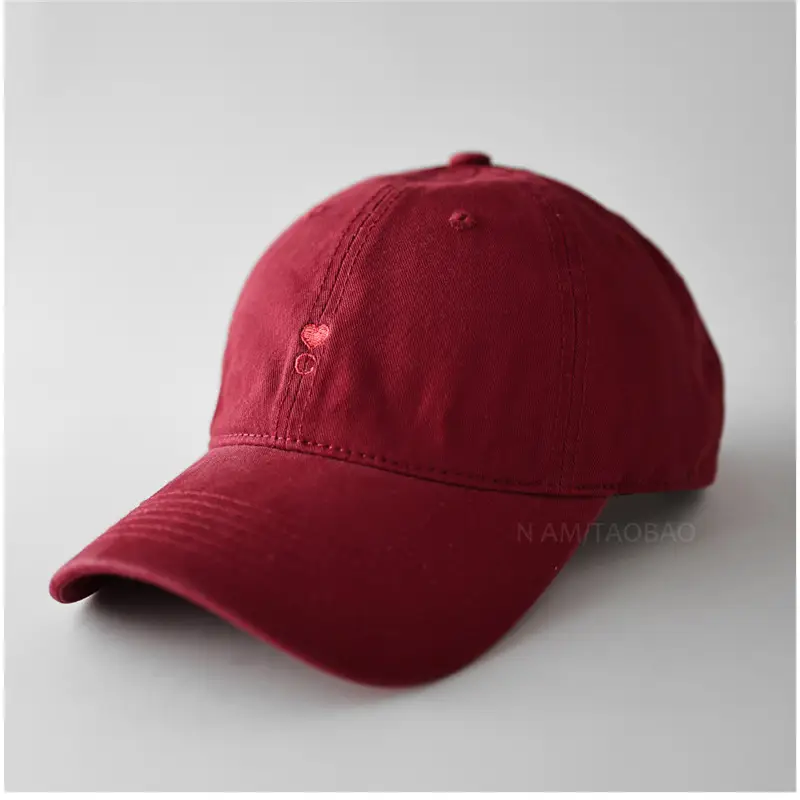 Beige Red Embroidered Baseball Cap for Men Women