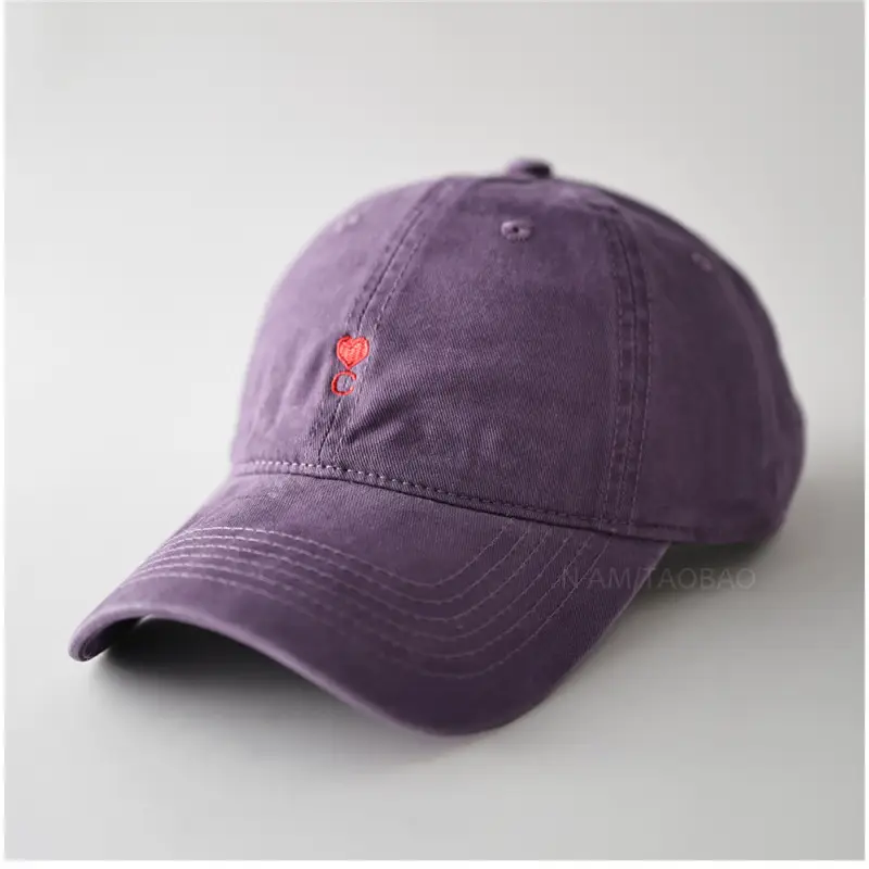Beige Red Embroidered Baseball Cap for Men Women