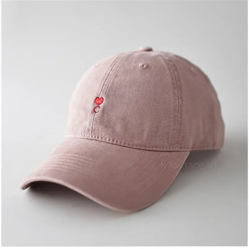 Beige Red Embroidered Baseball Cap for Men Women