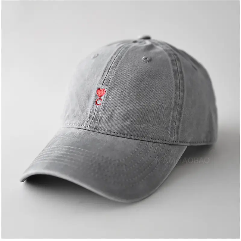 Beige Red Embroidered Baseball Cap for Men Women