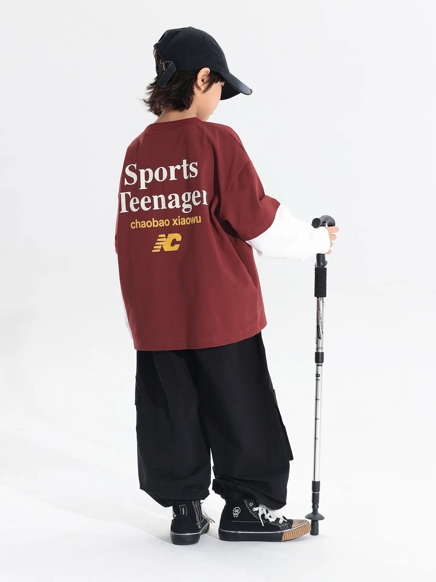 Boys Sports T-Shirt Maroon Long Sleeve 2025 - Image 4