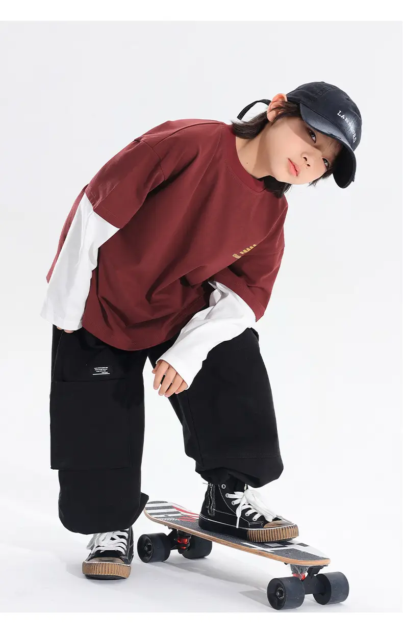 Boys Sports T-Shirt Maroon Long Sleeve 2025 — feature 16